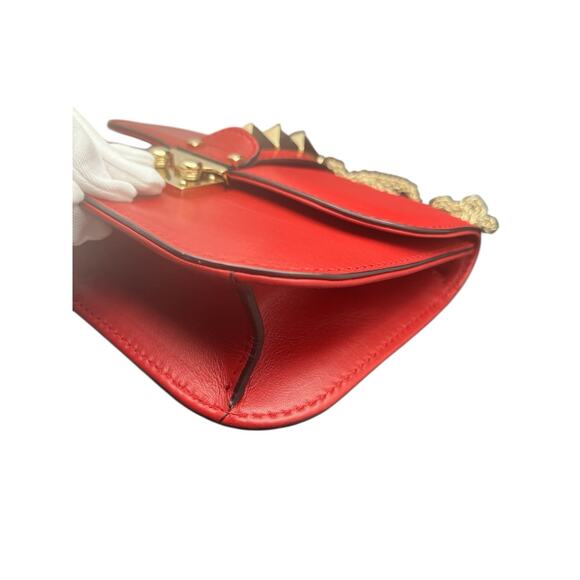 Valentino Garavani Rockstud Small Crossbody Bag Red Leather Gold Chain